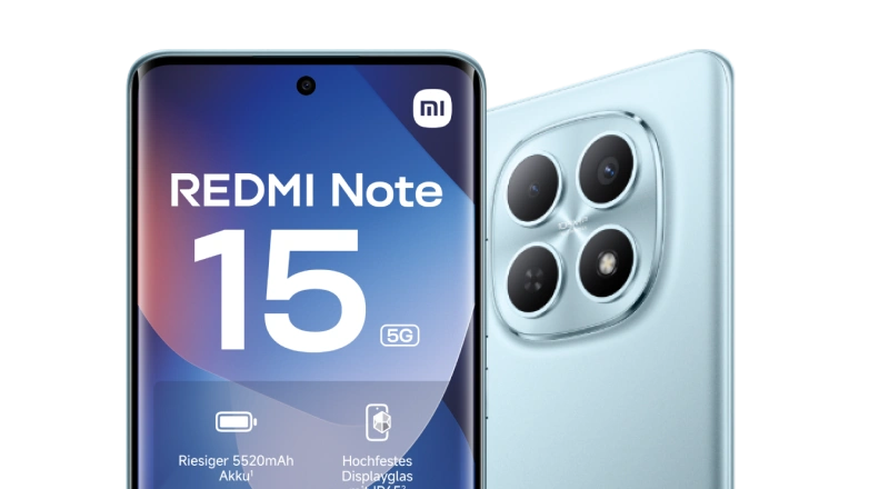 xiaomi redmi note 15 5g vorder und seitenansicht
